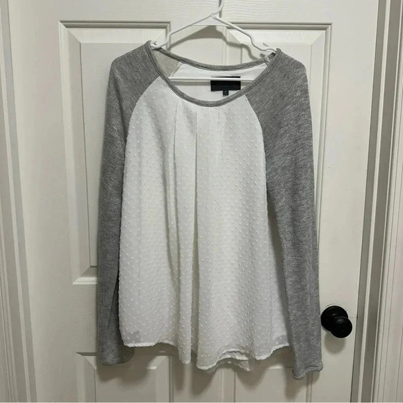 Anthropologie Sunday in Brooklyn Swiss Dot White Gray Women’s top Size XL - Picture 1 of 4